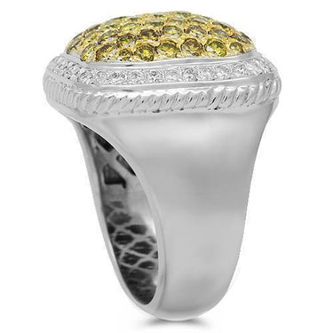 10K Solid White Gold Mens Diamond Ring with Yellow Diamonds 3.75 Ctw